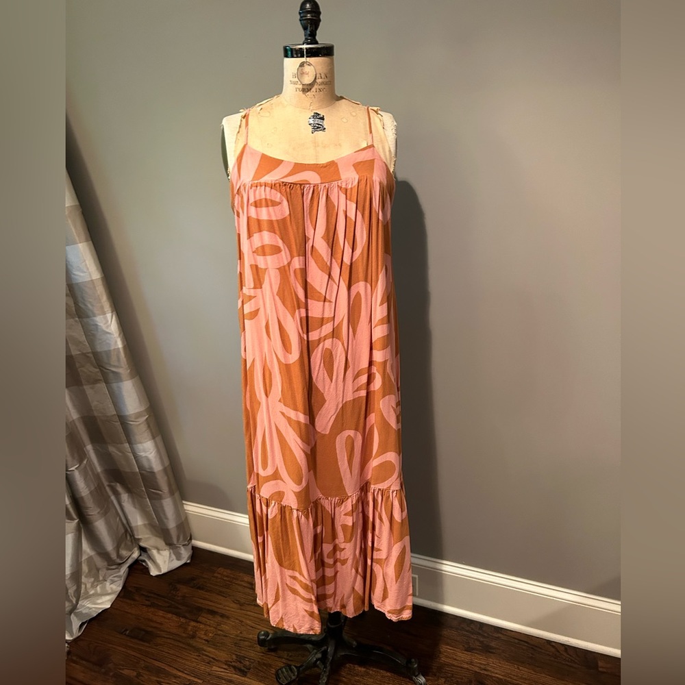 Pink and tan maxi dress